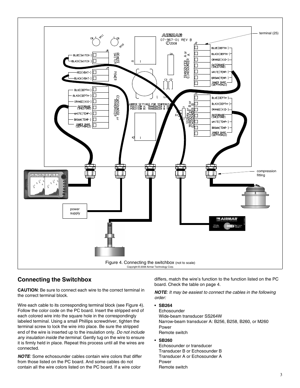 Connecting the switchbox | Airmar Switchboxes—SB264, SB260 User Manual | Page 3 / 4