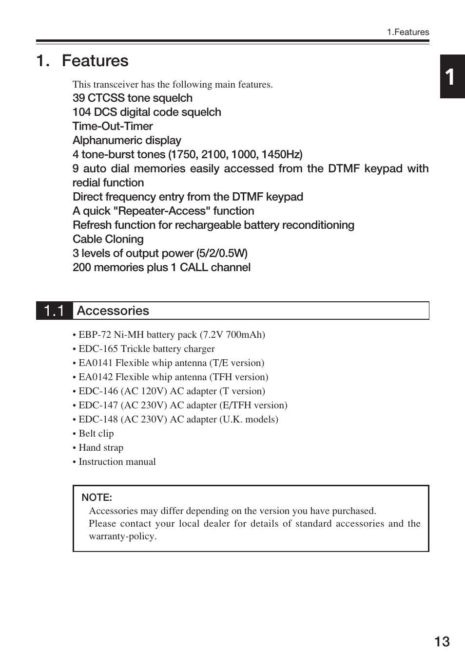 Features | Alinco DJ-175 User Manual | Page 13 / 60