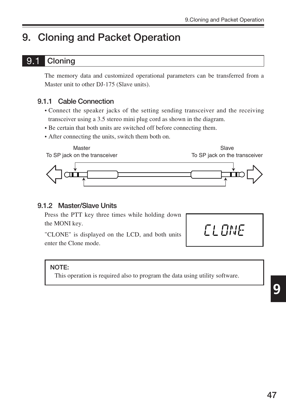 Cloning and packet operation | Alinco DJ-175 User Manual | Page 47 / 60
