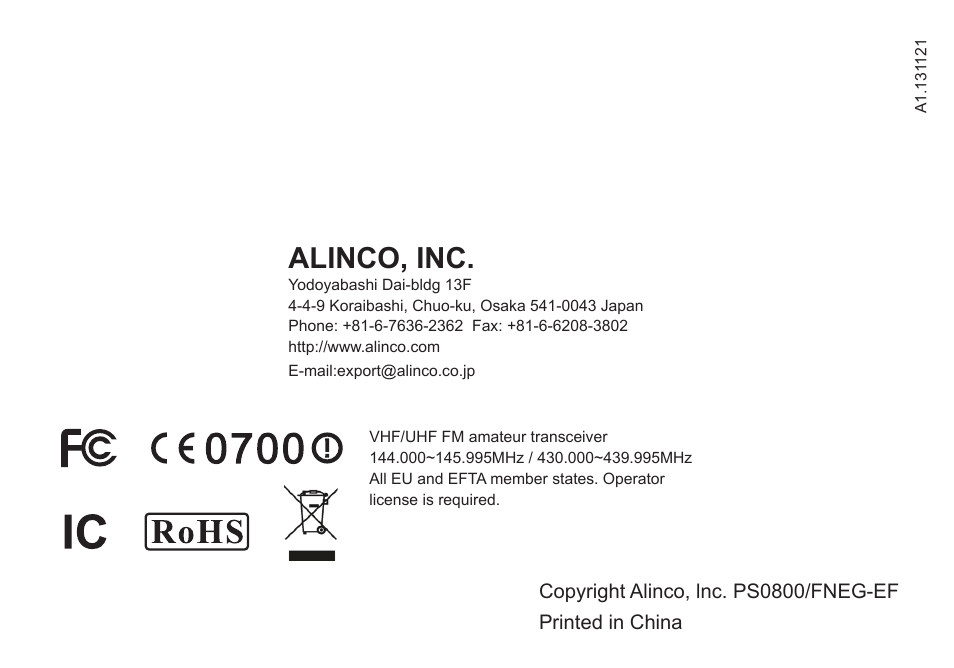 Alinco DJ-500 User Manual | 69 pages