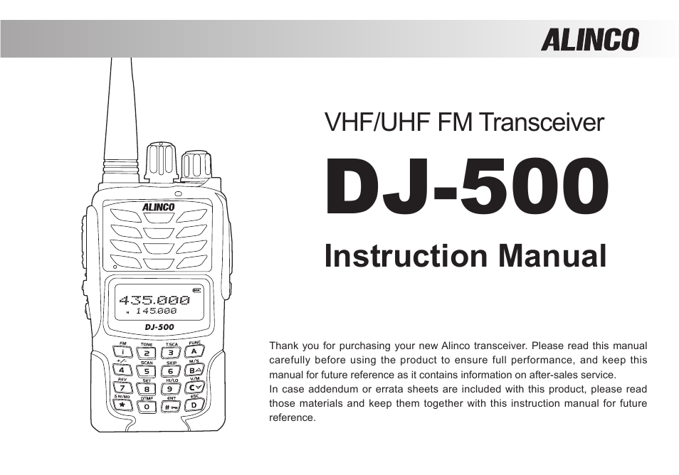 Dj-500 | Alinco DJ-500 User Manual | Page 2 / 69