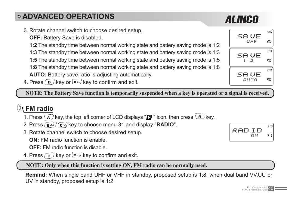 Advanced operations, Fm radio | Alinco DJ-500 User Manual | Page 56 / 69