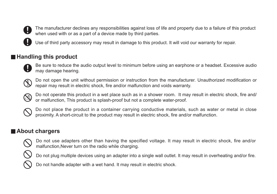 Handling this product, About chargers | Alinco DJ-500 User Manual | Page 9 / 69