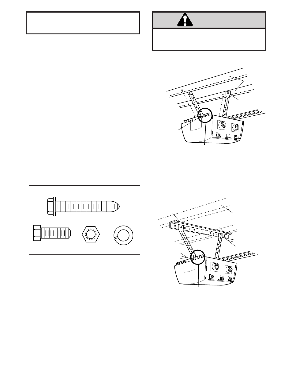 Hang the opener, Warning, Installation step 6 | Figure 1 figure 2 | Chamberlain 2000SDR 1/2 HP User Manual | Page 16 / 36