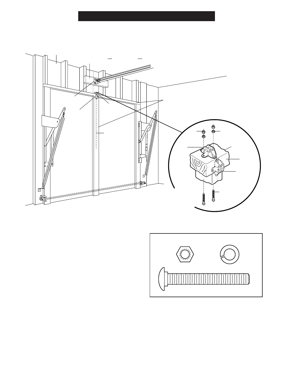 One-piece door, All one-piece door installation procedure, Hardware shown actual size | Chamberlain 2000SDR 1/2 HP User Manual | Page 21 / 36