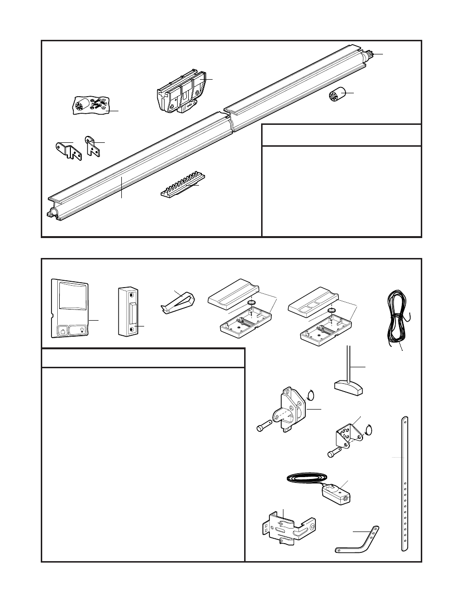 Repair parts, Rail assembly parts, Installation parts | Chamberlain 2000SDR 1/2 HP User Manual | Page 32 / 36