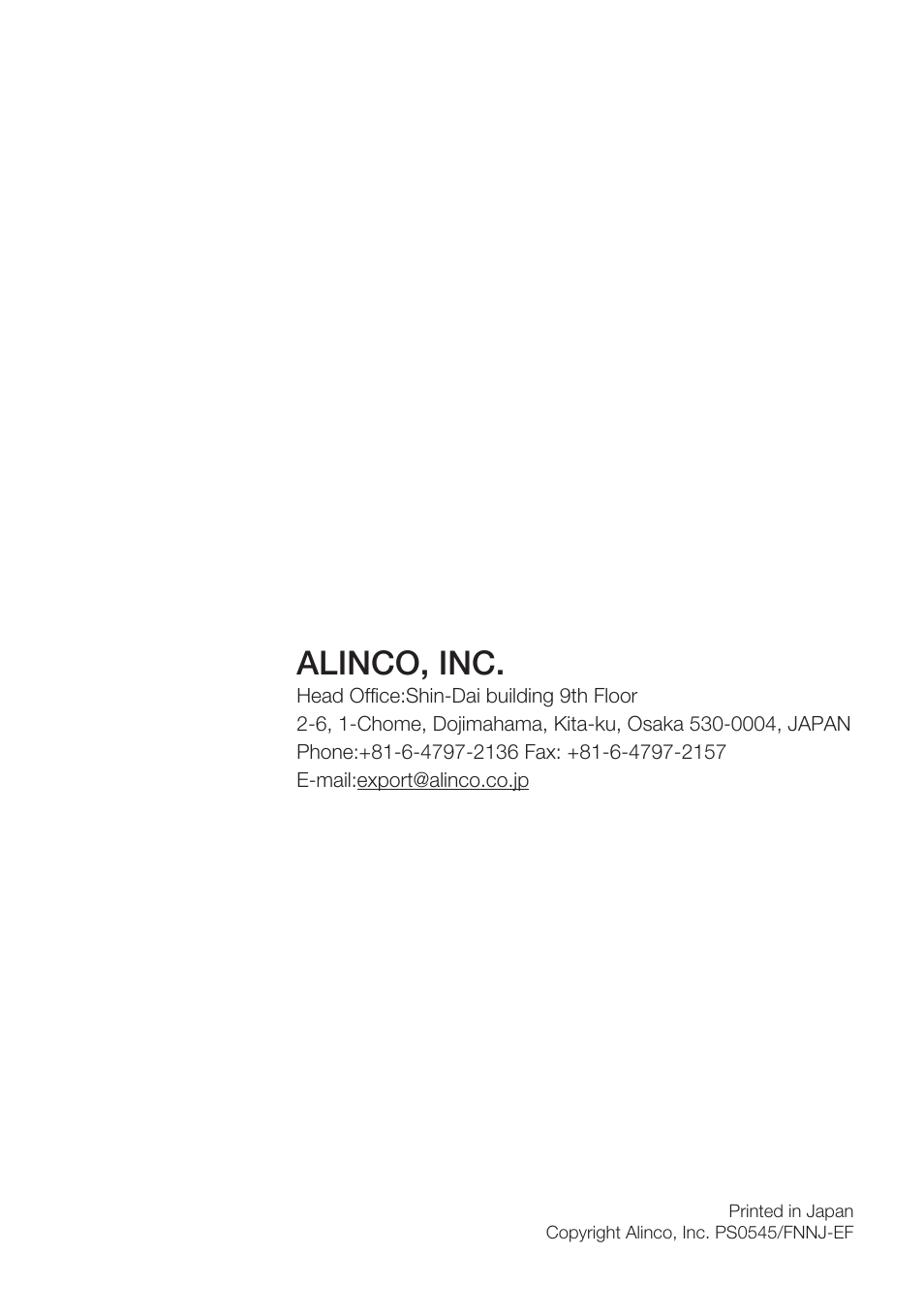 Alinco, inc | Alinco DJ-S17 User Manual | Page 66 / 66