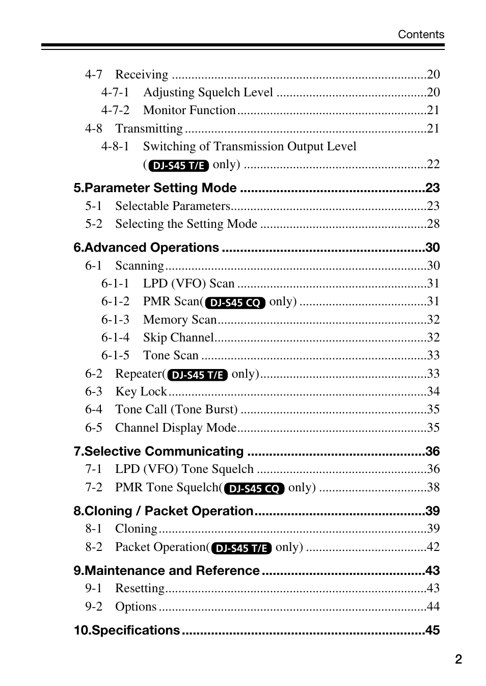 Alinco DJ-S45 User Manual | Page 3 / 48