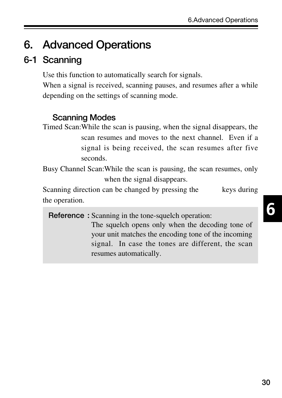 Advanced operations, 1 scanning | Alinco DJ-S45 User Manual | Page 31 / 48