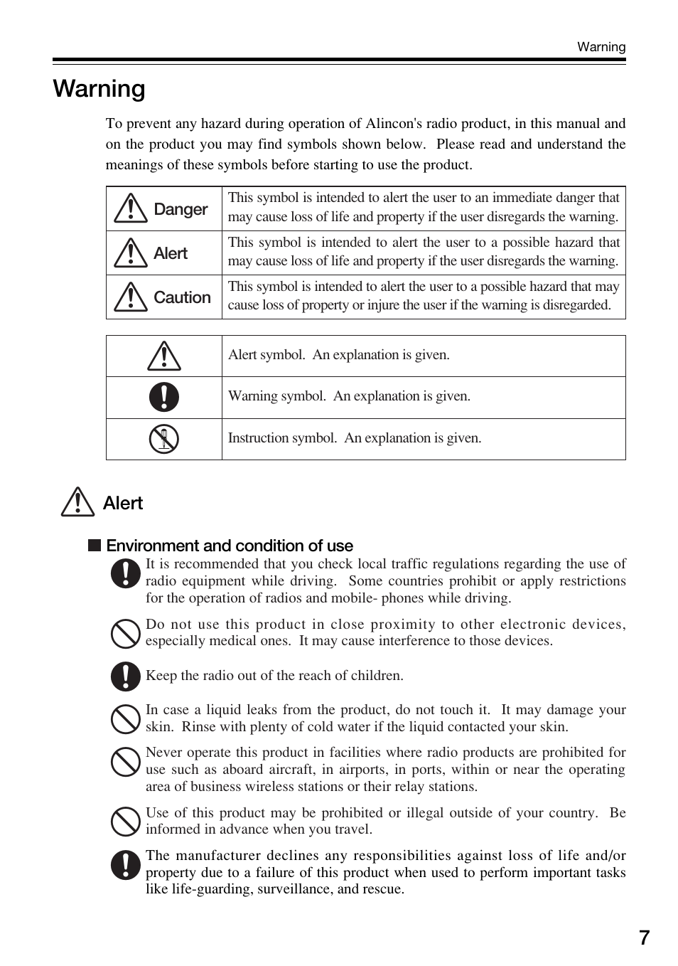 Ad d, Warning | Alinco DJ-V57 User Manual | Page 7 / 72
