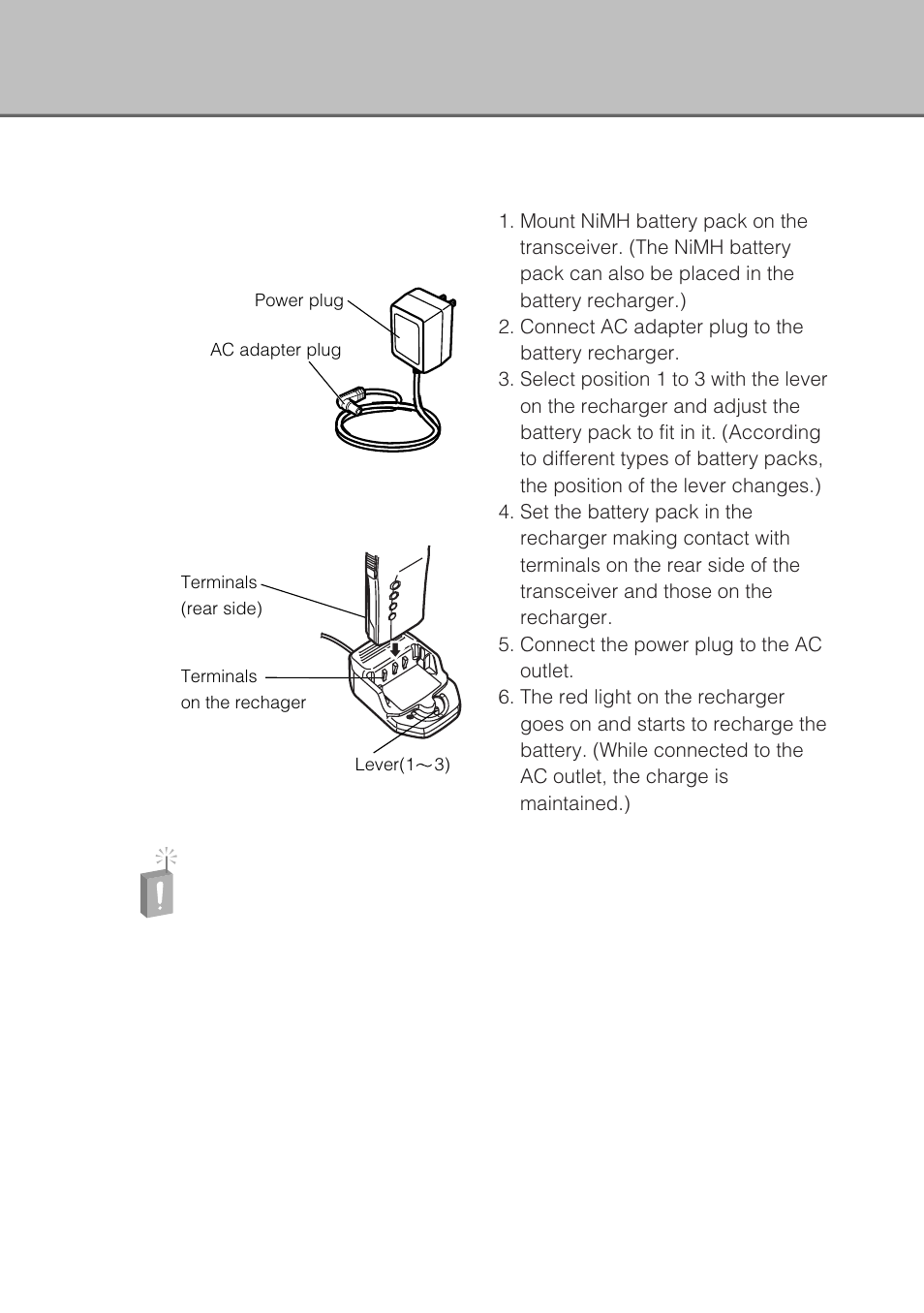 Battery recharger, Caution | Alinco DJ-X3 User Manual | Page 10 / 52