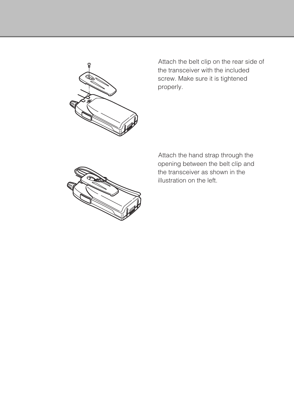 Attaching the belt clip, Attaching the hand strap | Alinco DJ-X3 User Manual | Page 11 / 52