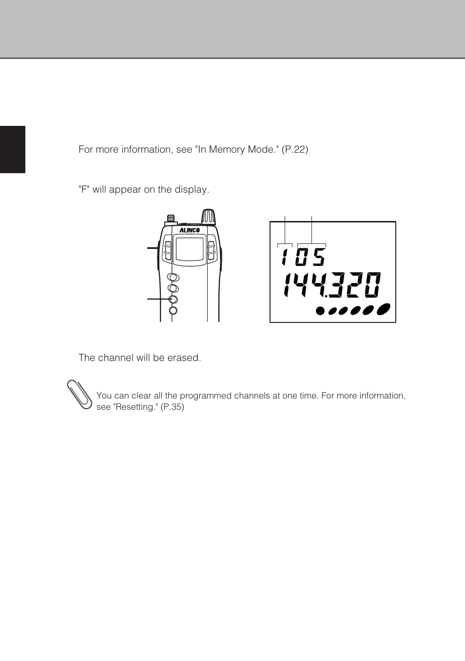 Erase a channel | Alinco DJ-X3 User Manual | Page 24 / 52