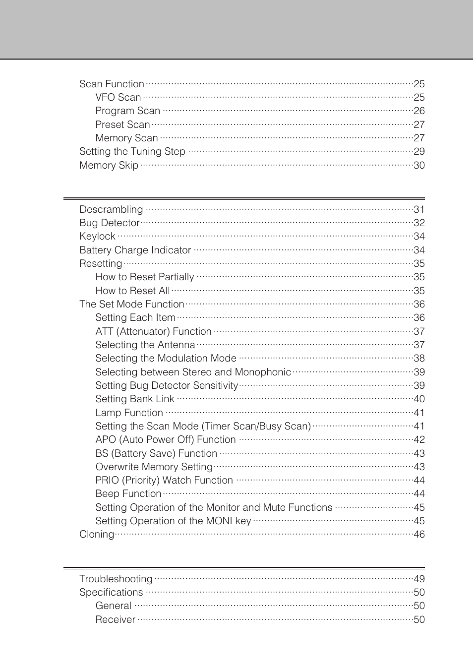 Chapter 3 useful functions of the dj-x3, Chapter 4 appendix | Alinco DJ-X3 User Manual | Page 3 / 52