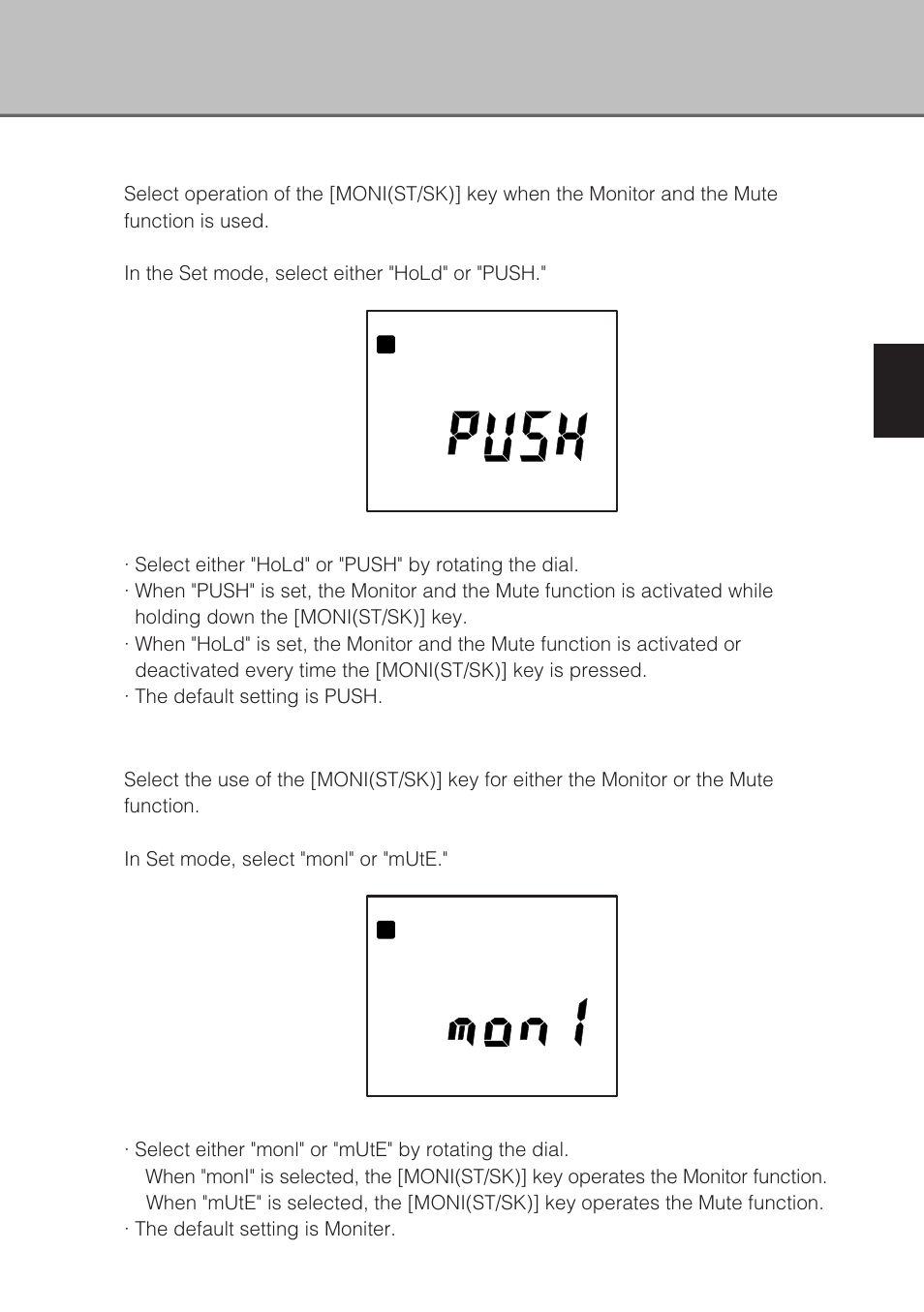 Setting operation of the moni key | Alinco DJ-X3 User Manual | Page 45 / 52