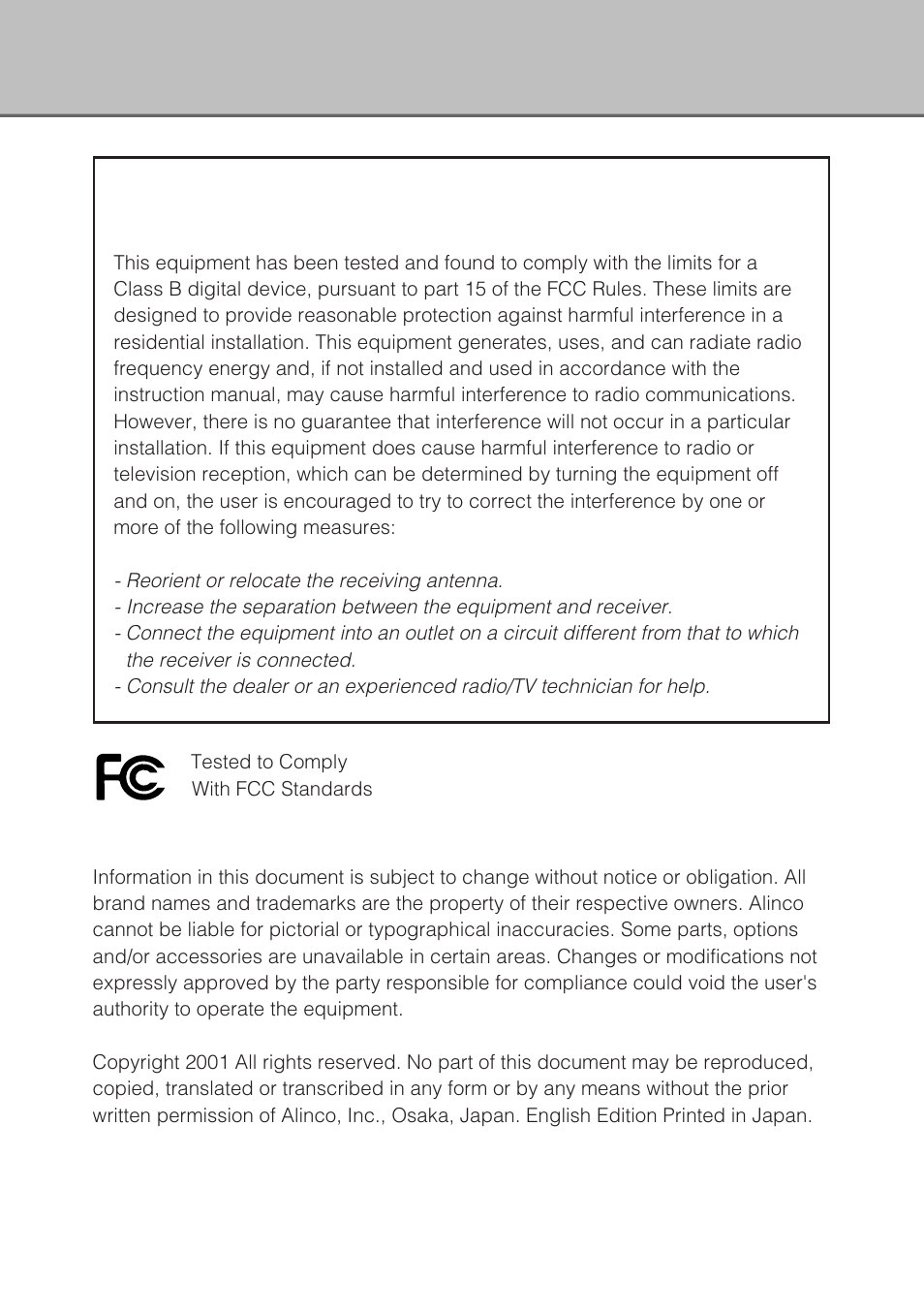 Notice | Alinco DJ-X3 User Manual | Page 5 / 52