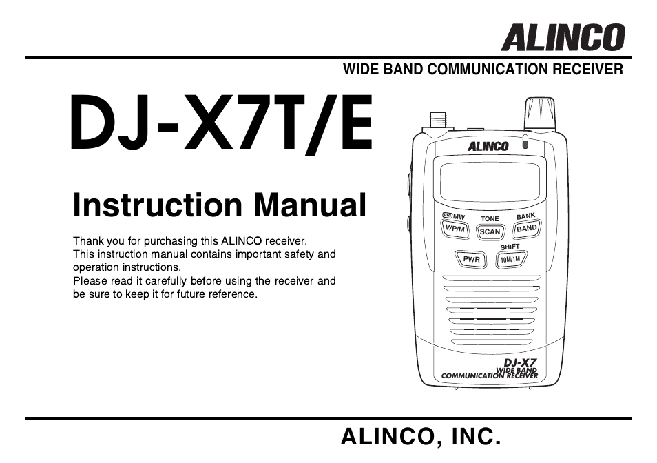 Alinco DJ-X7 User Manual | 42 pages