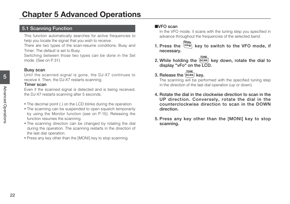 Chapter 5 advanced operations | Alinco DJ-X7 User Manual | Page 22 / 42