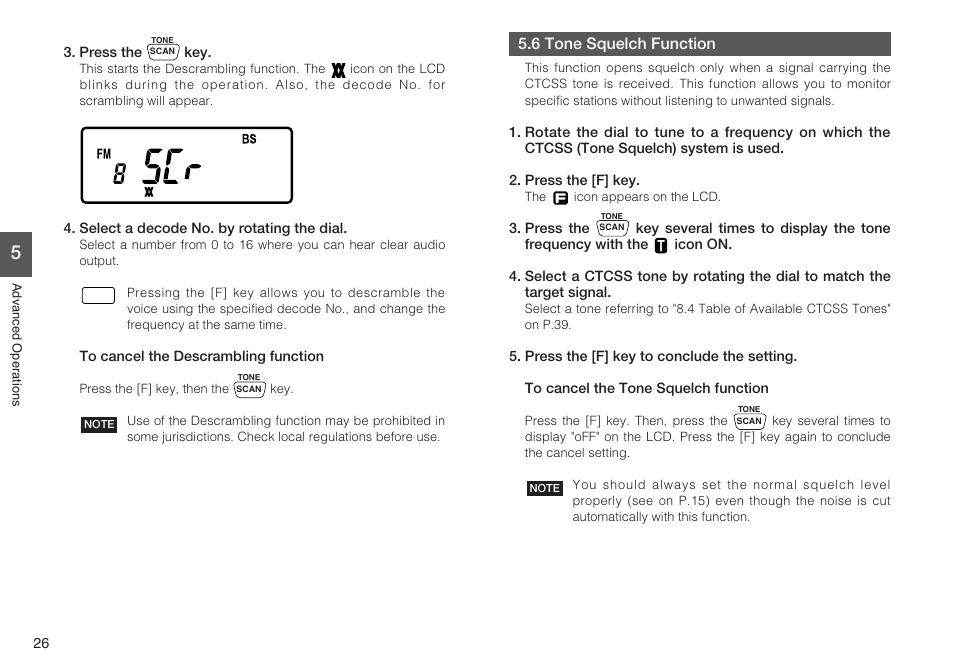 6 tone squelch function | Alinco DJ-X7 User Manual | Page 26 / 42