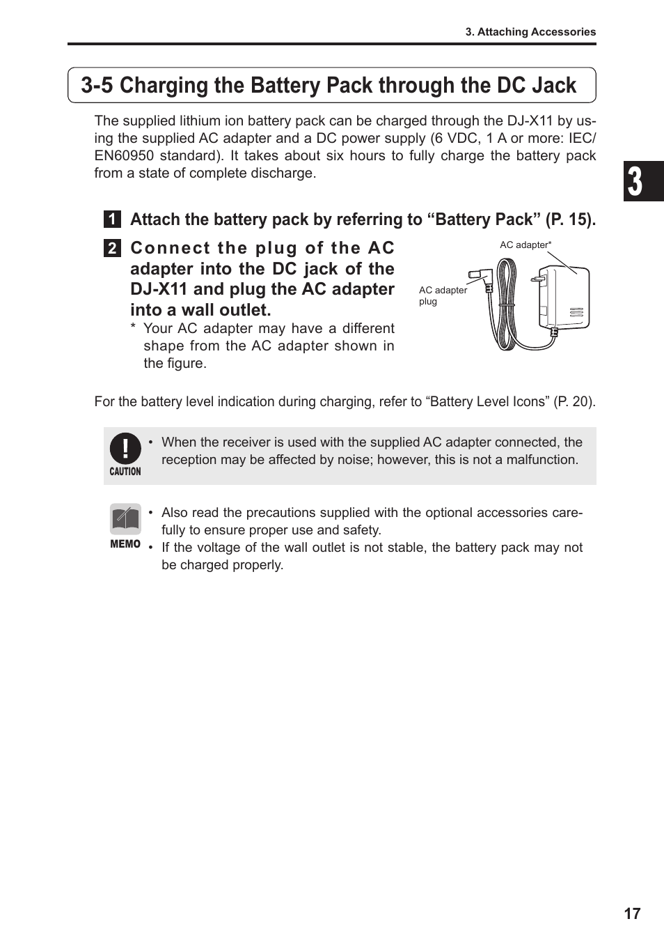 5 charging the battery pack through the dc jack | Alinco DJ-X11 User Manual | Page 17 / 113
