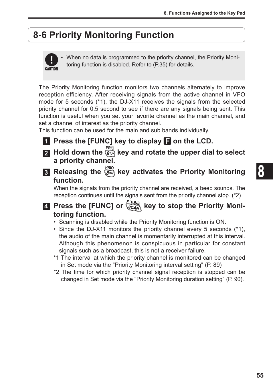 6 priority monitoring function | Alinco DJ-X11 User Manual | Page 55 / 113