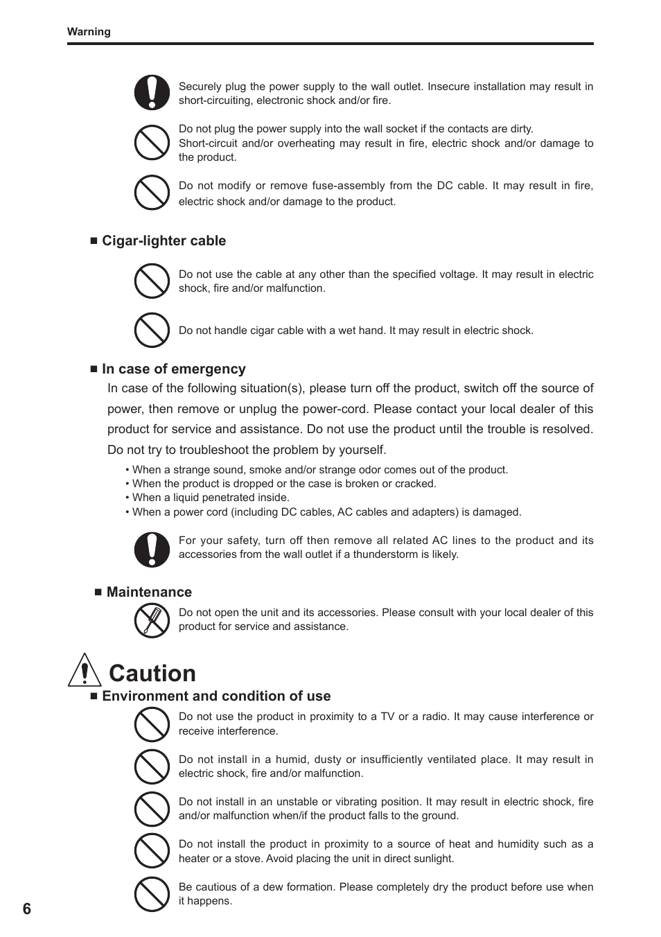 Caution | Alinco DJ-X11 User Manual | Page 6 / 113