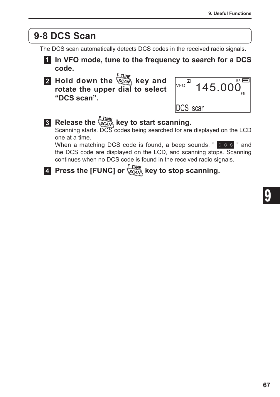 8 dcs scan, Dcs scan | Alinco DJ-X11 User Manual | Page 67 / 113