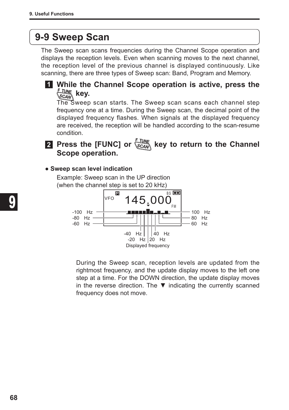 9 sweep scan | Alinco DJ-X11 User Manual | Page 68 / 113