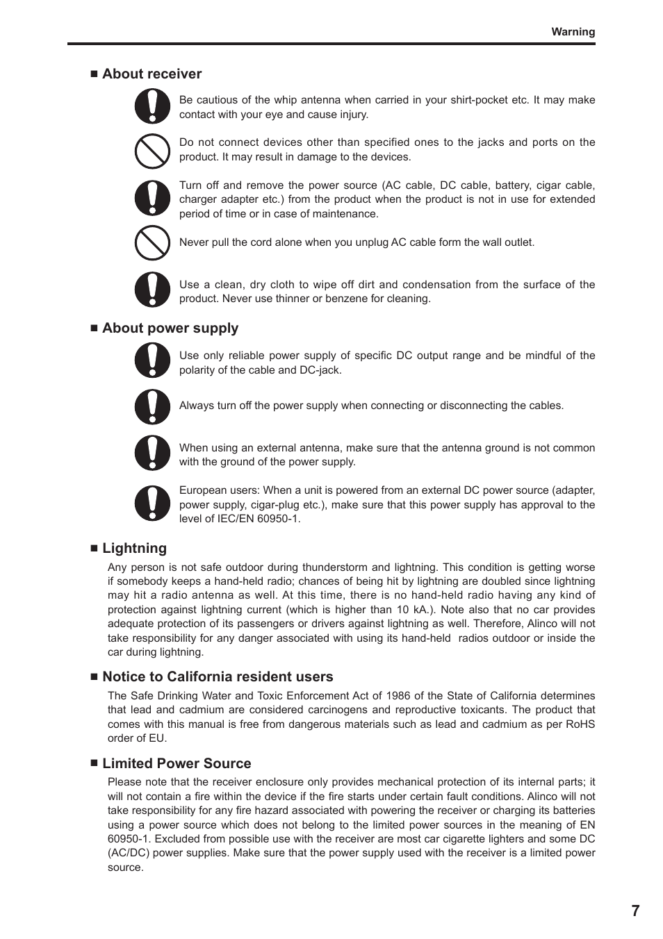 Alinco DJ-X11 User Manual | Page 7 / 113