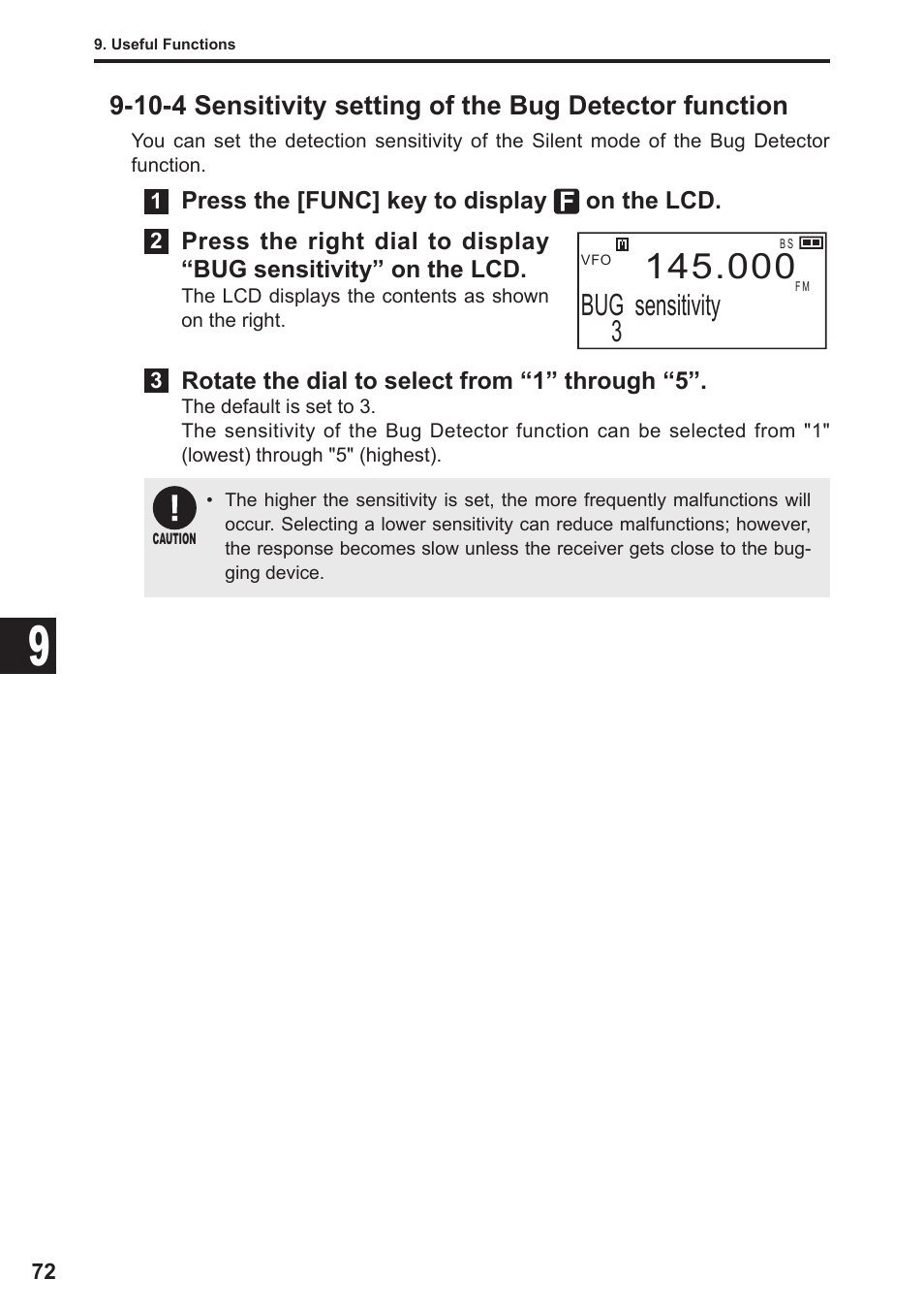 Bug sensitivity of 3 | Alinco DJ-X11 User Manual | Page 72 / 113