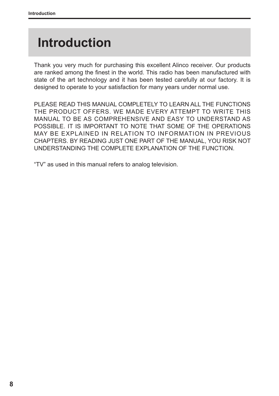 Introduction | Alinco DJ-X11 User Manual | Page 8 / 113