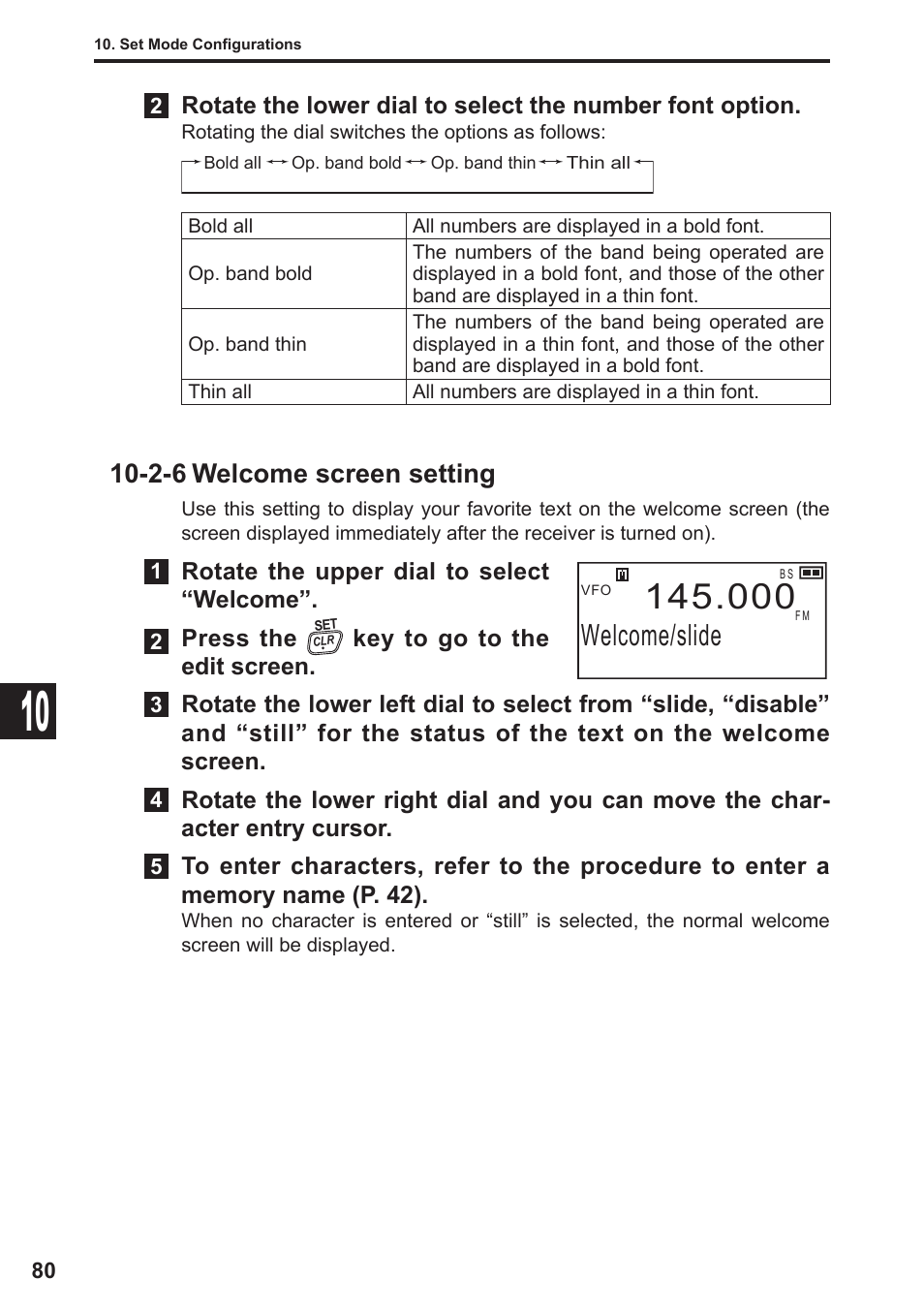 Welcome/slide, 2-6 welcome screen setting | Alinco DJ-X11 User Manual | Page 80 / 113
