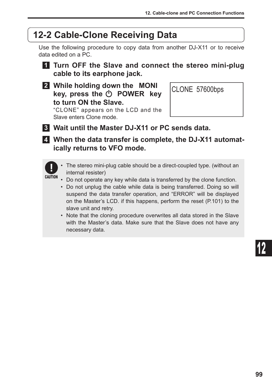 2 cable-clone receiving data | Alinco DJ-X11 User Manual | Page 99 / 113