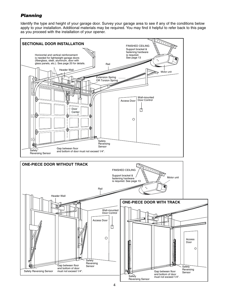 Planning | Chamberlain 2500 User Manual | Page 4 / 36