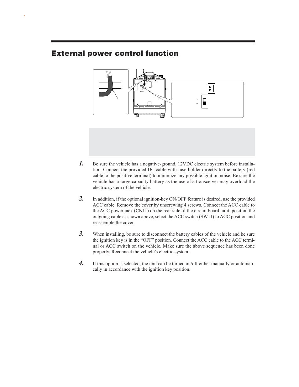 External power control function, Power supply voltage display function | Alinco DR-635 User Manual | Page 11 / 66