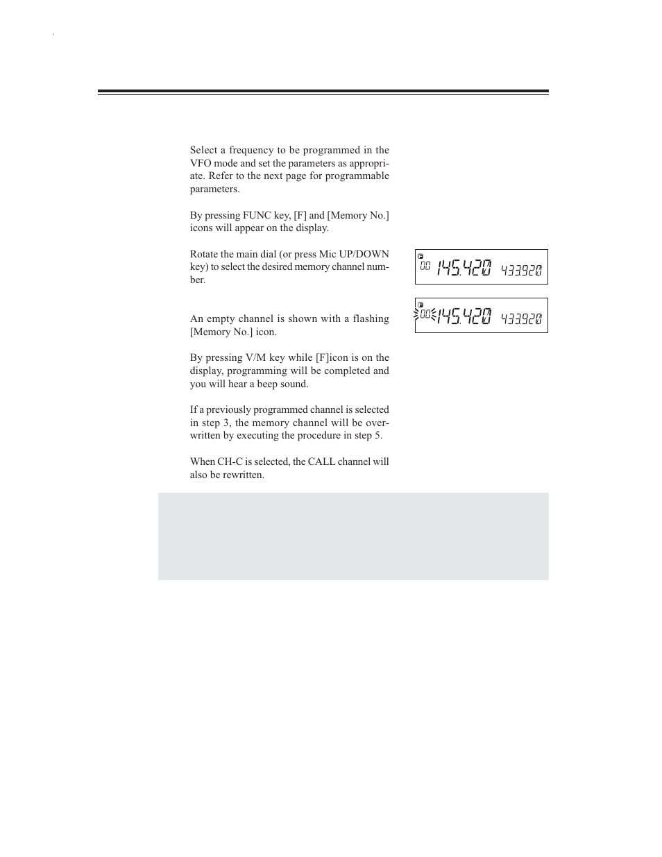 Memory channel deleting, Programmable data in the memory channel | Alinco DR-635 User Manual | Page 22 / 66