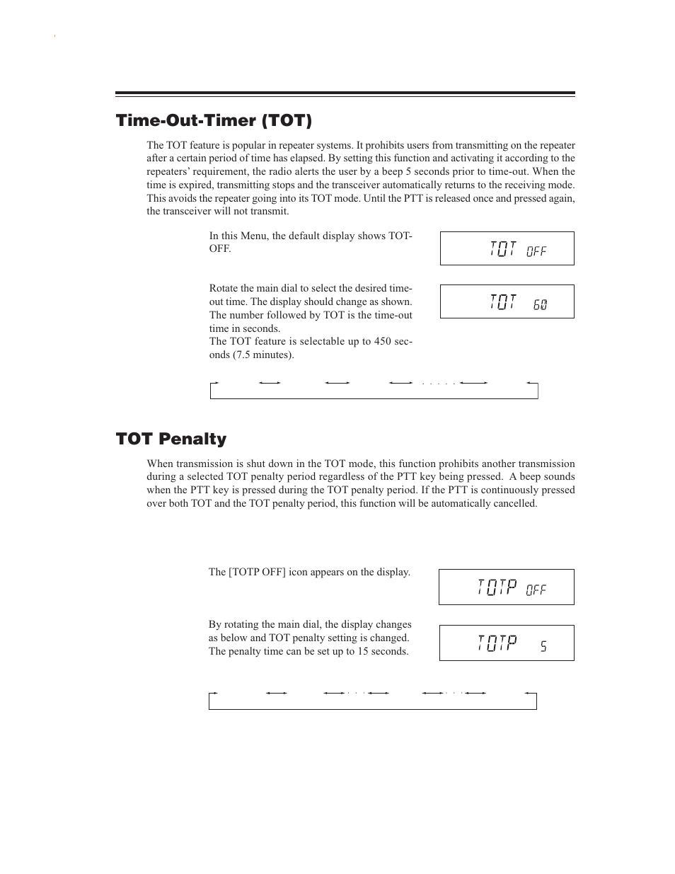 Tot penalty, Time-out-timer (tot), Setting the tot penalty time | Alinco DR-635 User Manual | Page 31 / 66