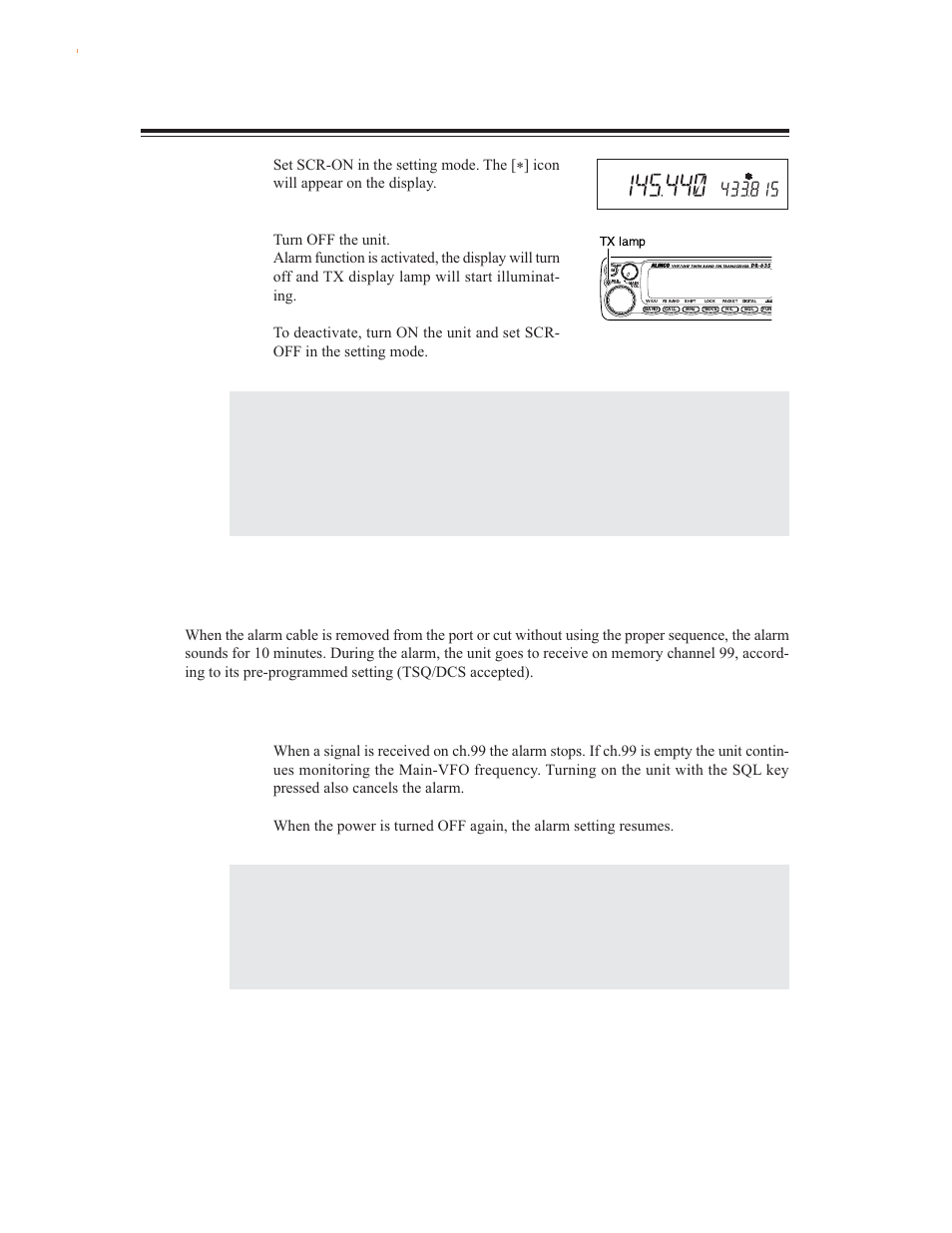 How the alarm operates | Alinco DR-635 User Manual | Page 48 / 66