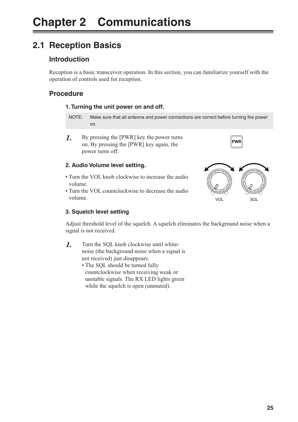 Chapter 2 communications, 1 reception basics | Alinco DR-SR8 User Manual | Page 27 / 97