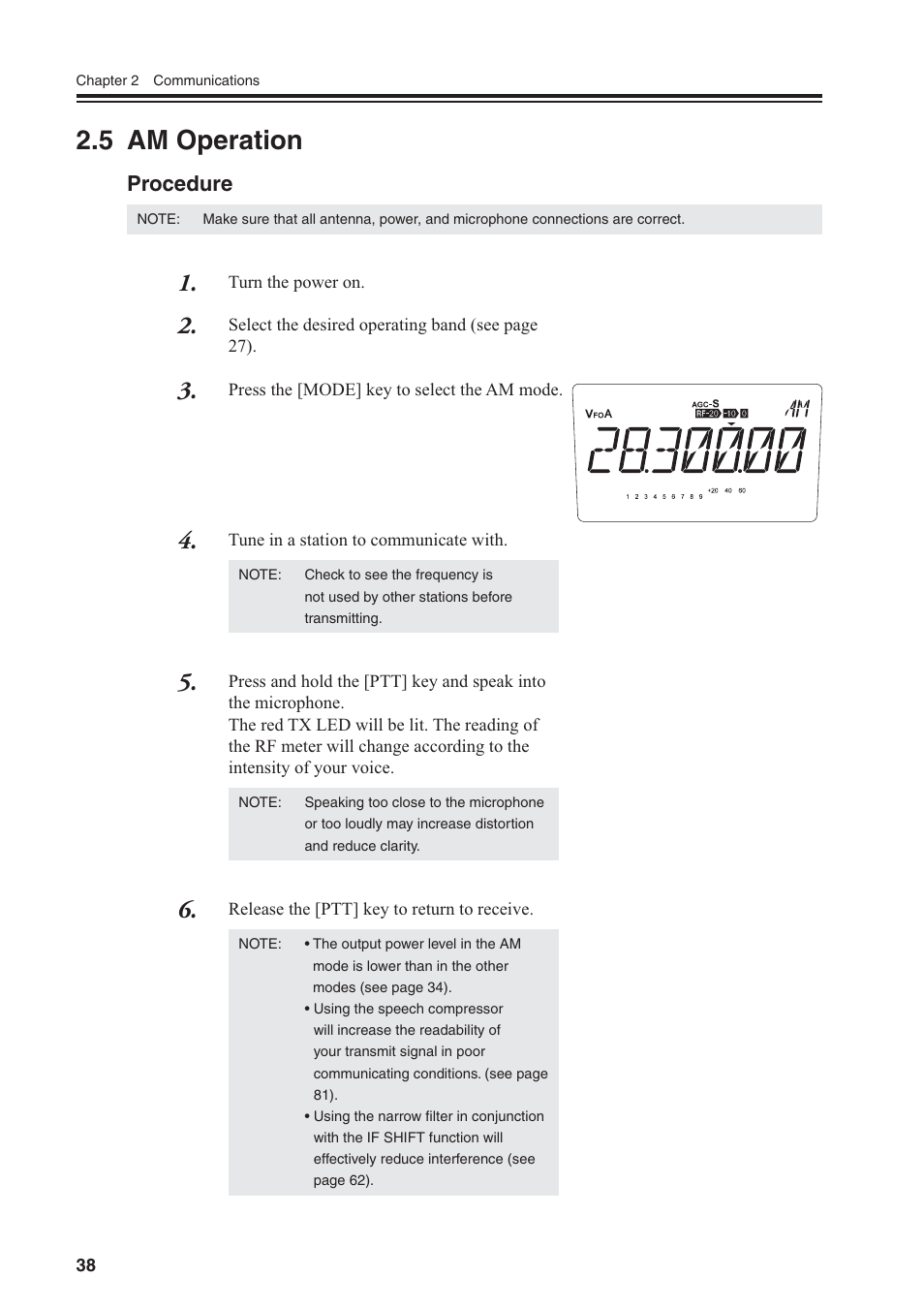 5 am operation, Procedure | Alinco DR-SR8 User Manual | Page 40 / 97