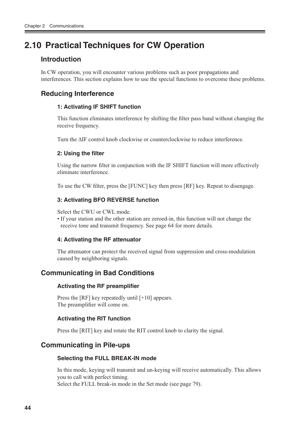 10 practical techniques for cw operation | Alinco DR-SR8 User Manual | Page 46 / 97