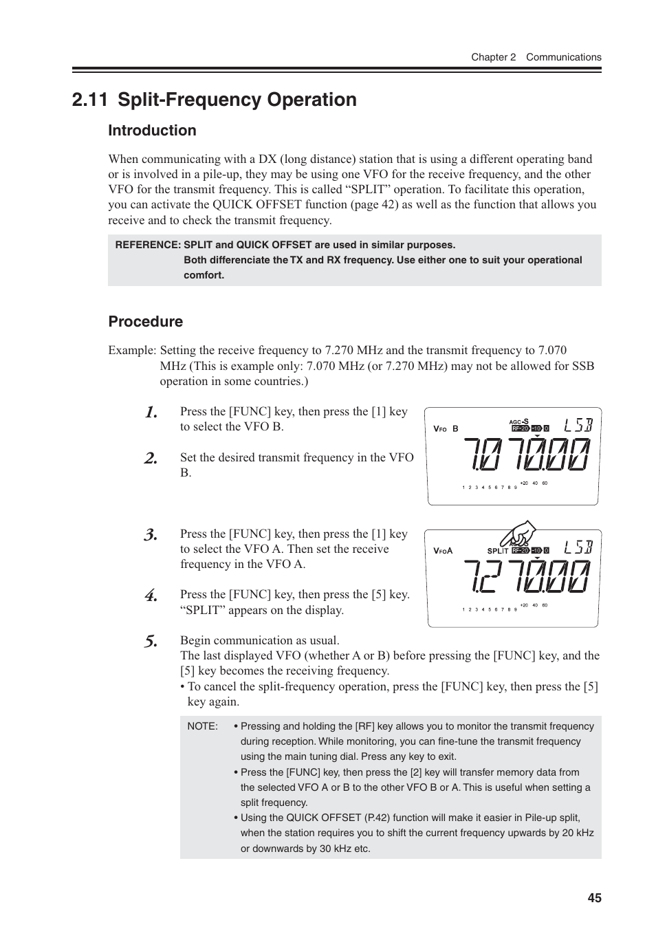 11 split-frequency operation, Introduction, Procedure | Alinco DR-SR8 User Manual | Page 47 / 97