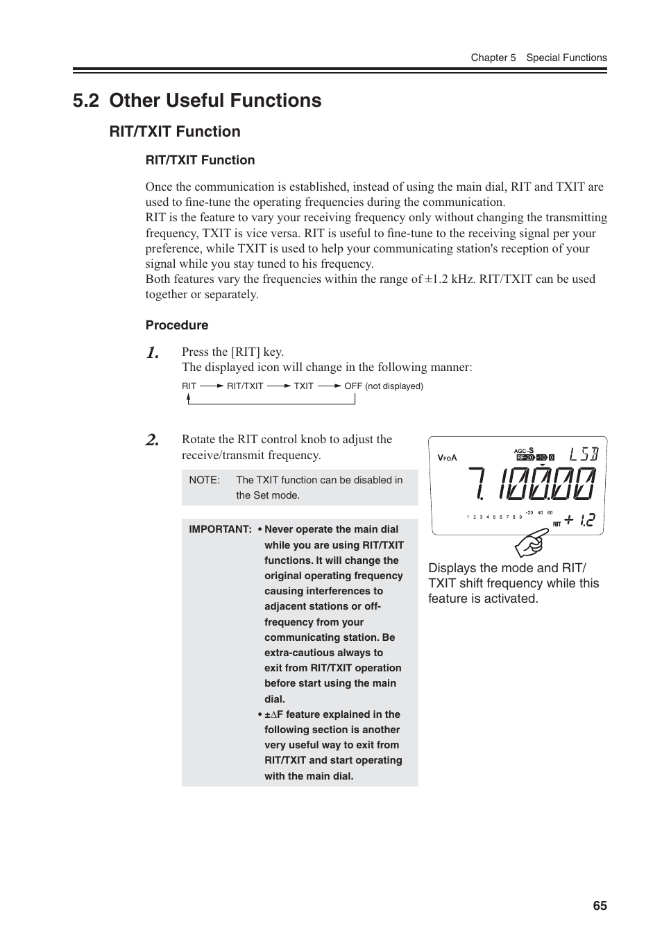 2 other useful functions, Rit/txit function | Alinco DR-SR8 User Manual | Page 67 / 97