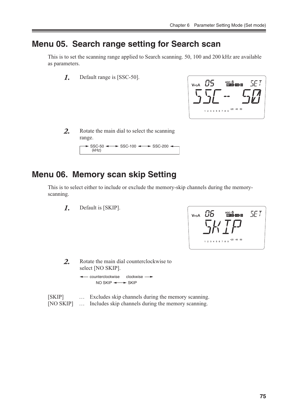 Menu 05. search range setting for search scan | Alinco DR-SR8 User Manual | Page 77 / 97