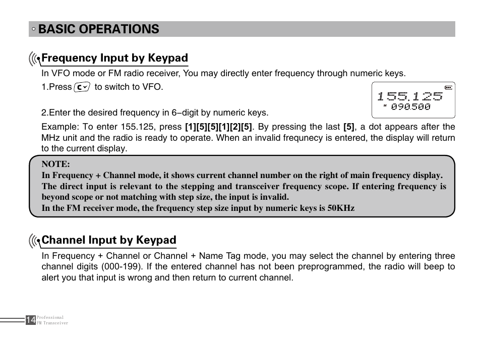 Basic operations, Channel input by keypad, Frequency input by keypad | Alinco DJ-100 User Manual | Page 31 / 78