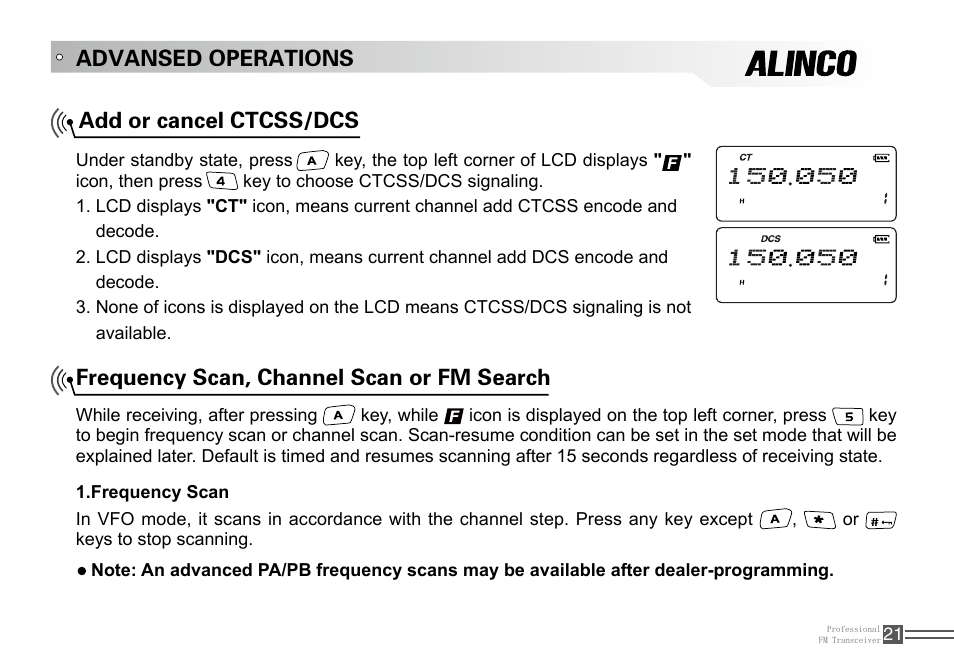 Advansed operations | Alinco DJ-100 User Manual | Page 38 / 78