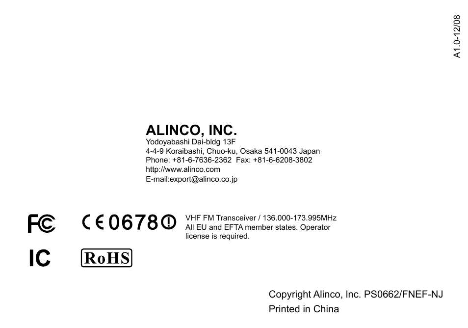 Alinco DJ-A10 User Manual | 81 pages