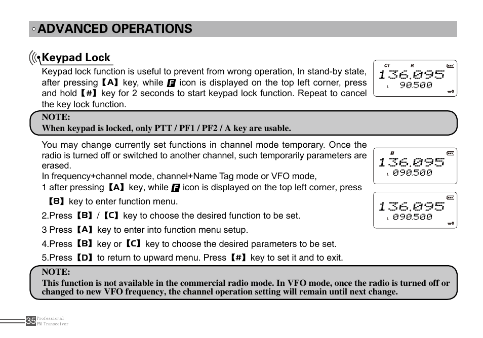 Advanced operations, Keypad lock | Alinco DJ-A10 User Manual | Page 53 / 81