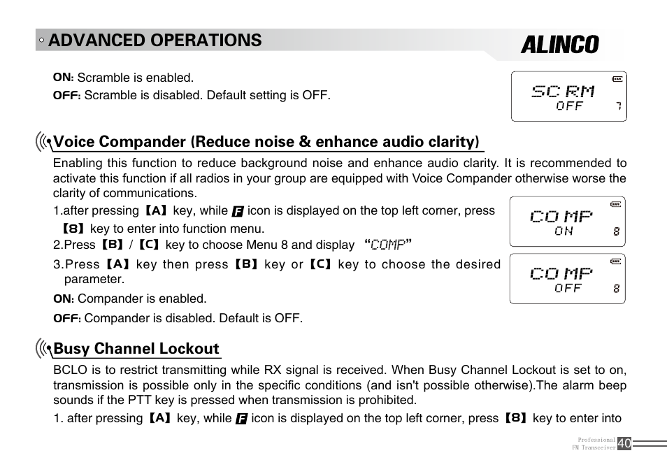 Advanced operations, Busy channel lockout | Alinco DJ-A10 User Manual | Page 58 / 81
