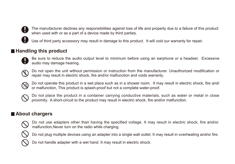 Handling this product, About chargers | Alinco DJ-A11E User Manual | Page 10 / 51